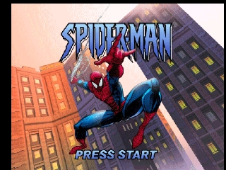 Spiderman title screen for Nintendo 64
